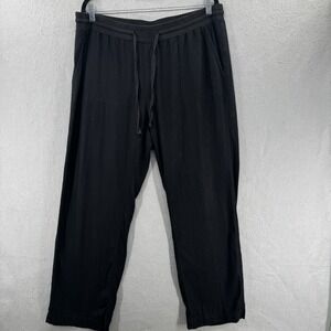 Caslon Pants Womens L Black Linen Blend Lagenlook Coastal Beachy Minimalist
